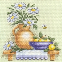Набор для вышивания крестом "Ромашки", 13,5 см х 13,5 см артикул 5624a.